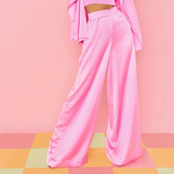 Show Me Your MuMu Pants - Show Me Your MuMu Pink Luxe Satin Irwin Pants